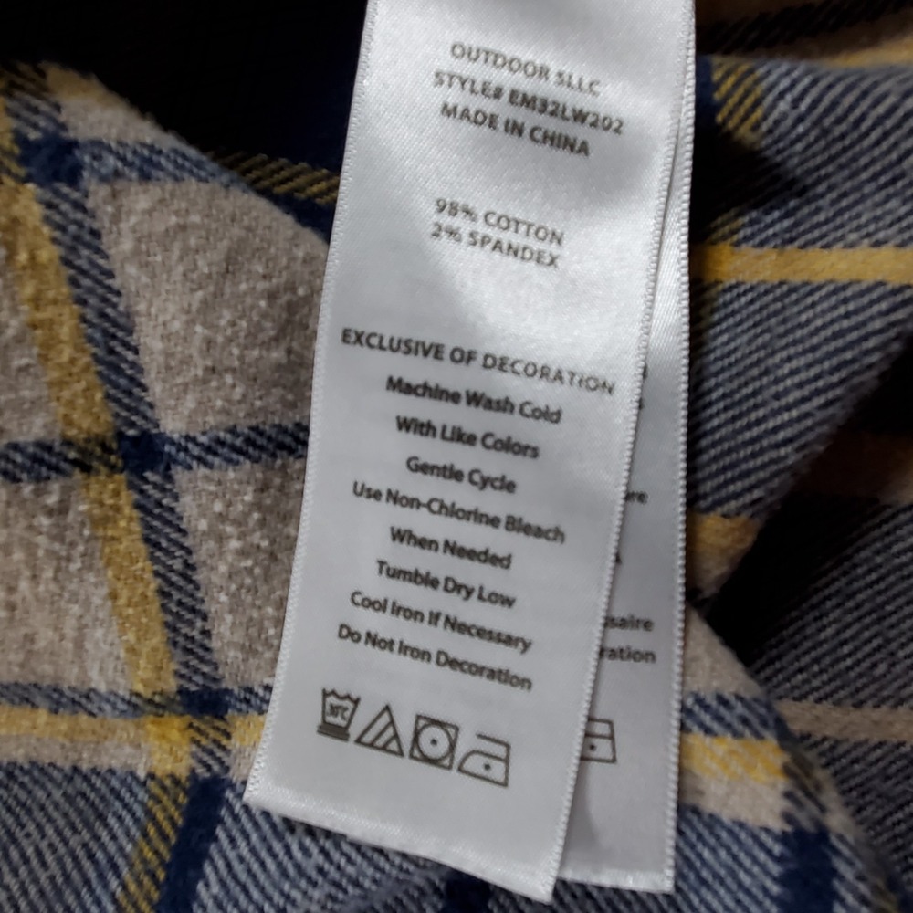 Eddie Bauer Mens Blue Tan Yellow Plaid Flannel Button Down Shirt L EM32LW202 - Picture 8 of 9